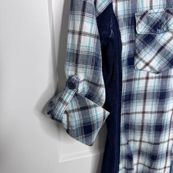 Ci Sono Plaid Collection Women Shirt Roll Up Sleeves Button Down Stretch Size M - Picture 6 of 10